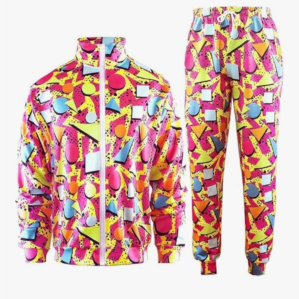 Colorful Geometric Tracksuit-80s 90s